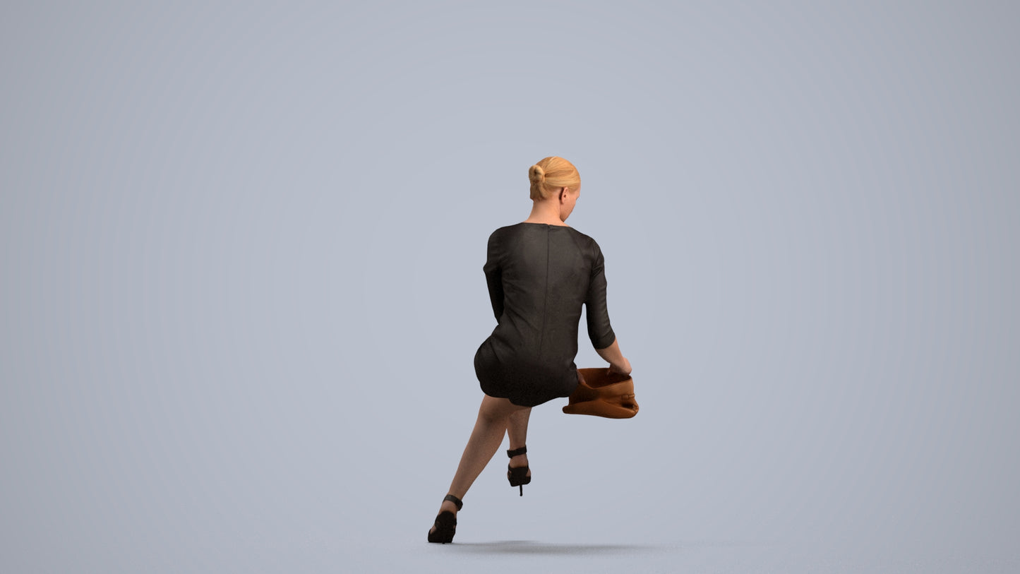 photogrammetry 3D woman business sitting, realistic human model archviz FBX, front view render