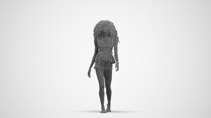 realistic 3D people woman casual walking, render-ready for V-Ray and Corona, FBX OBJ, three-quarter front view render