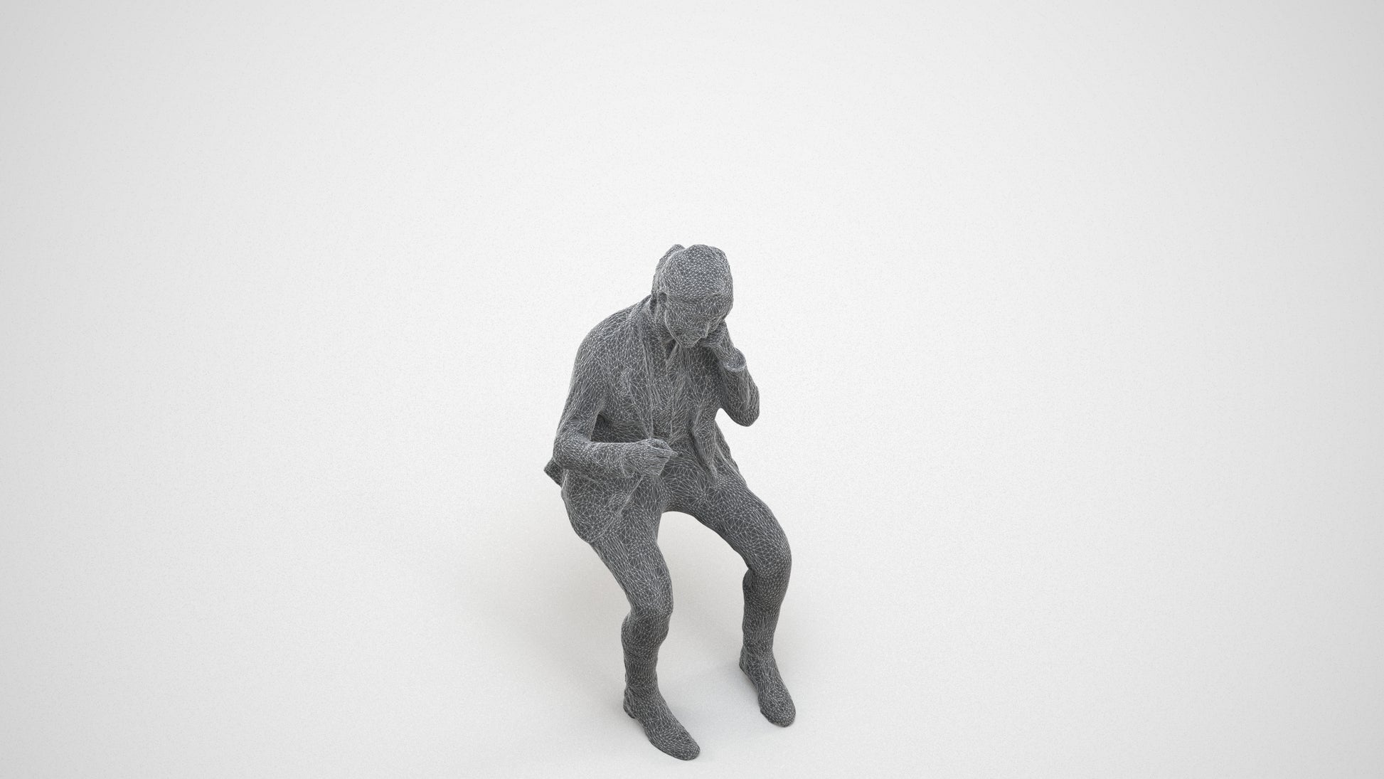 3D scanned woman business, photorealistic archviz people for Enscape and SketchUp, wireframe three-quarter view