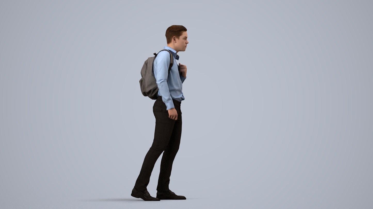 realistic 3D people boy kids, render-ready for V-Ray and Corona, FBX OBJ, side view render