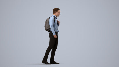 realistic 3D people boy kids, render-ready for V-Ray and Corona, FBX OBJ, side view render