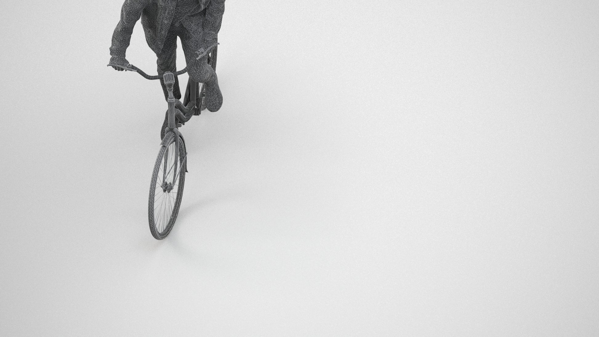 realistic 3D human man casual cycling, archviz people FBX OBJ for Blender, wireframe three-quarter view