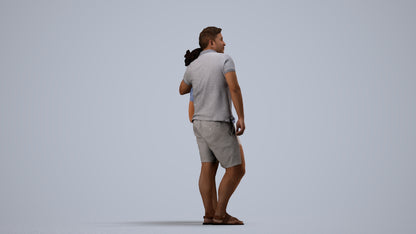 realistic 3D woman casual couple, scanned archviz people for Blender and 3ds Max, side view render