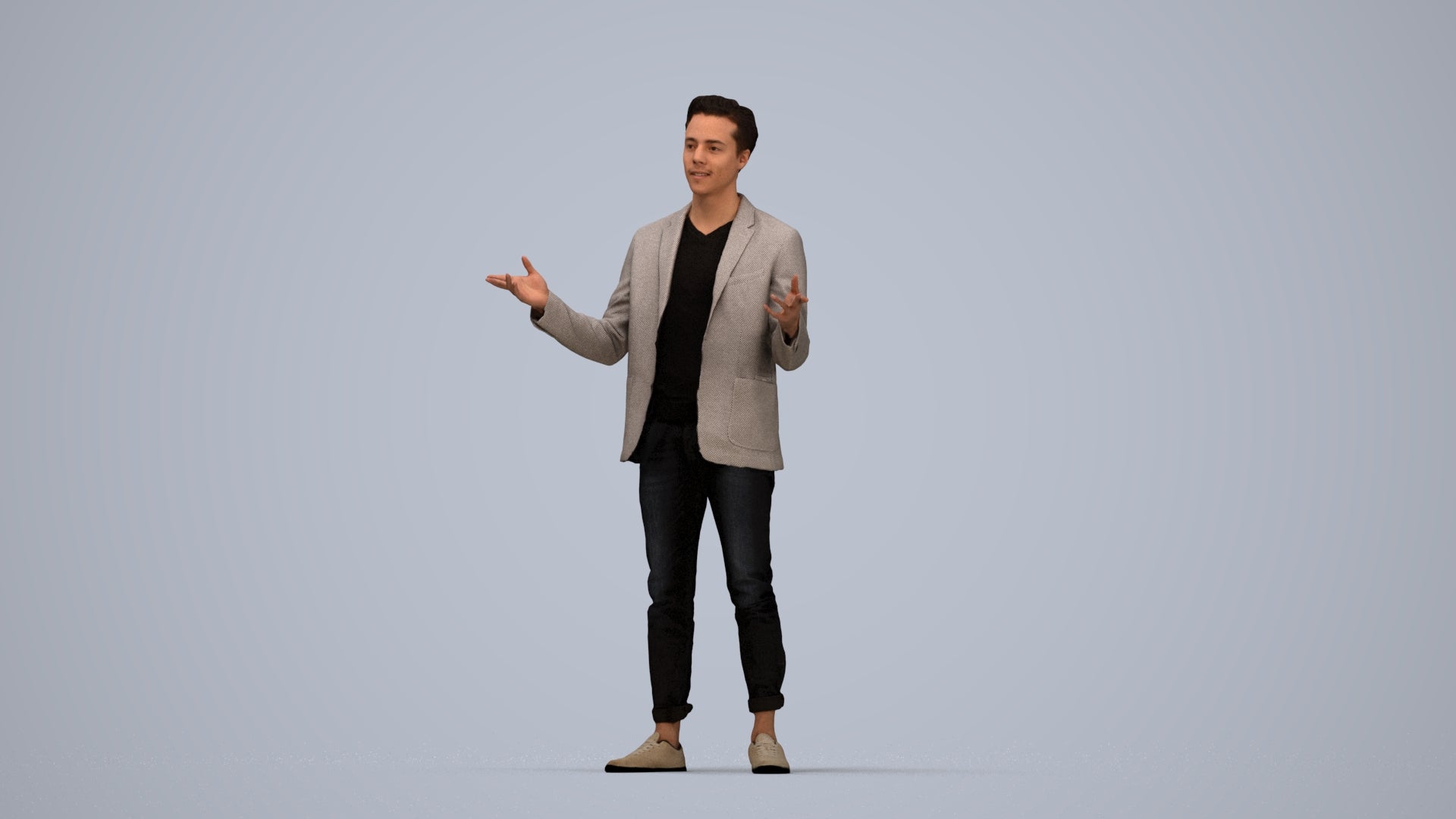 realistic 3D people man business, render-ready for V-Ray and Corona, FBX OBJ, top-down view render