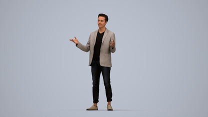 realistic 3D people man business, render-ready for V-Ray and Corona, FBX OBJ, top-down view render