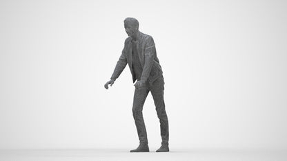 realistic 3D man casual walking, scanned archviz people for Blender and 3ds Max, wireframe back view