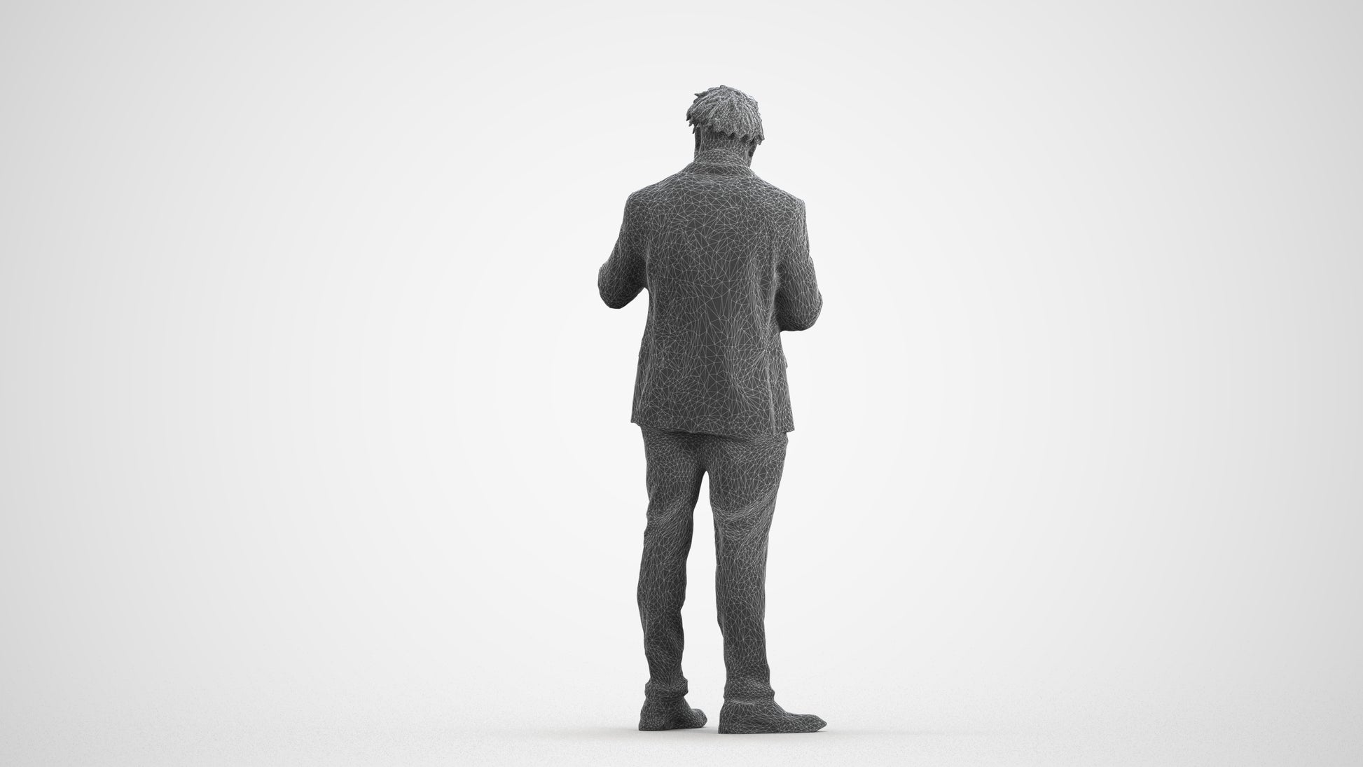 scanned 3D man business, photogrammetry people for Enscape and V-Ray, wireframe front view