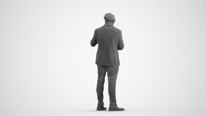 scanned 3D man business, photogrammetry people for Enscape and V-Ray, wireframe front view