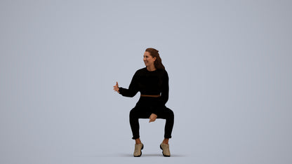 3D people model woman sport sitting, scanned human for 3ds Max rendering, standing pose render