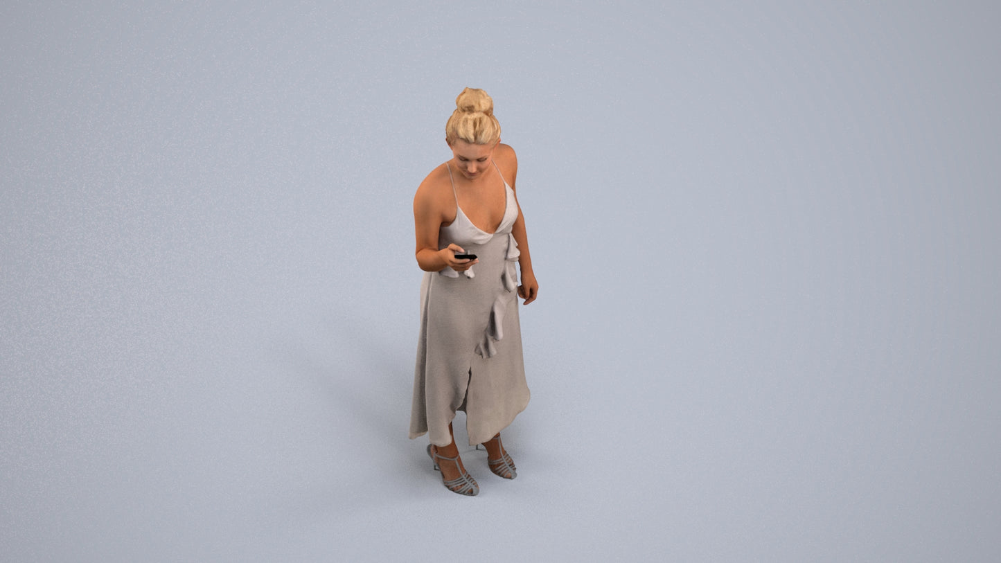 3D people model woman formal formalaffairs, scanned human for 3ds Max rendering, back view render