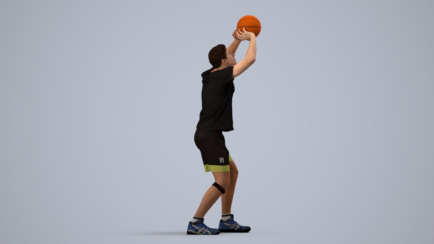 scanned 3D man sport, photogrammetry people for Enscape and V-Ray, side view render
