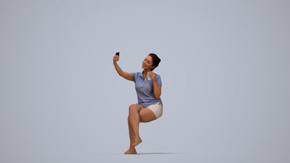 realistic 3D human woman casual sitting, archviz people FBX OBJ for Blender, top-down view render