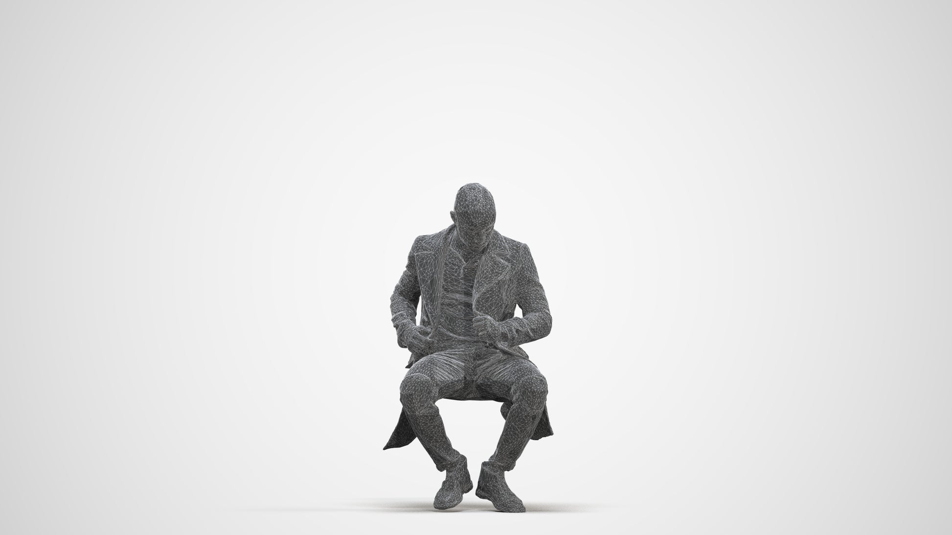 realistic 3D people man casual sitting, render-ready for V-Ray and Corona, FBX OBJ, three-quarter front view render