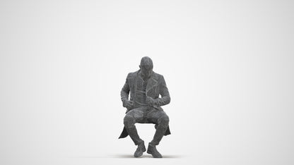 realistic 3D people man casual sitting, render-ready for V-Ray and Corona, FBX OBJ, three-quarter front view render