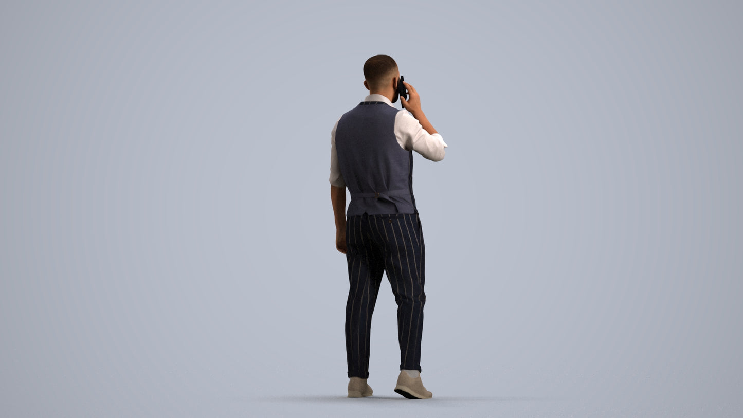 realistic 3D man business, scanned archviz people for Blender and 3ds Max, front view render
