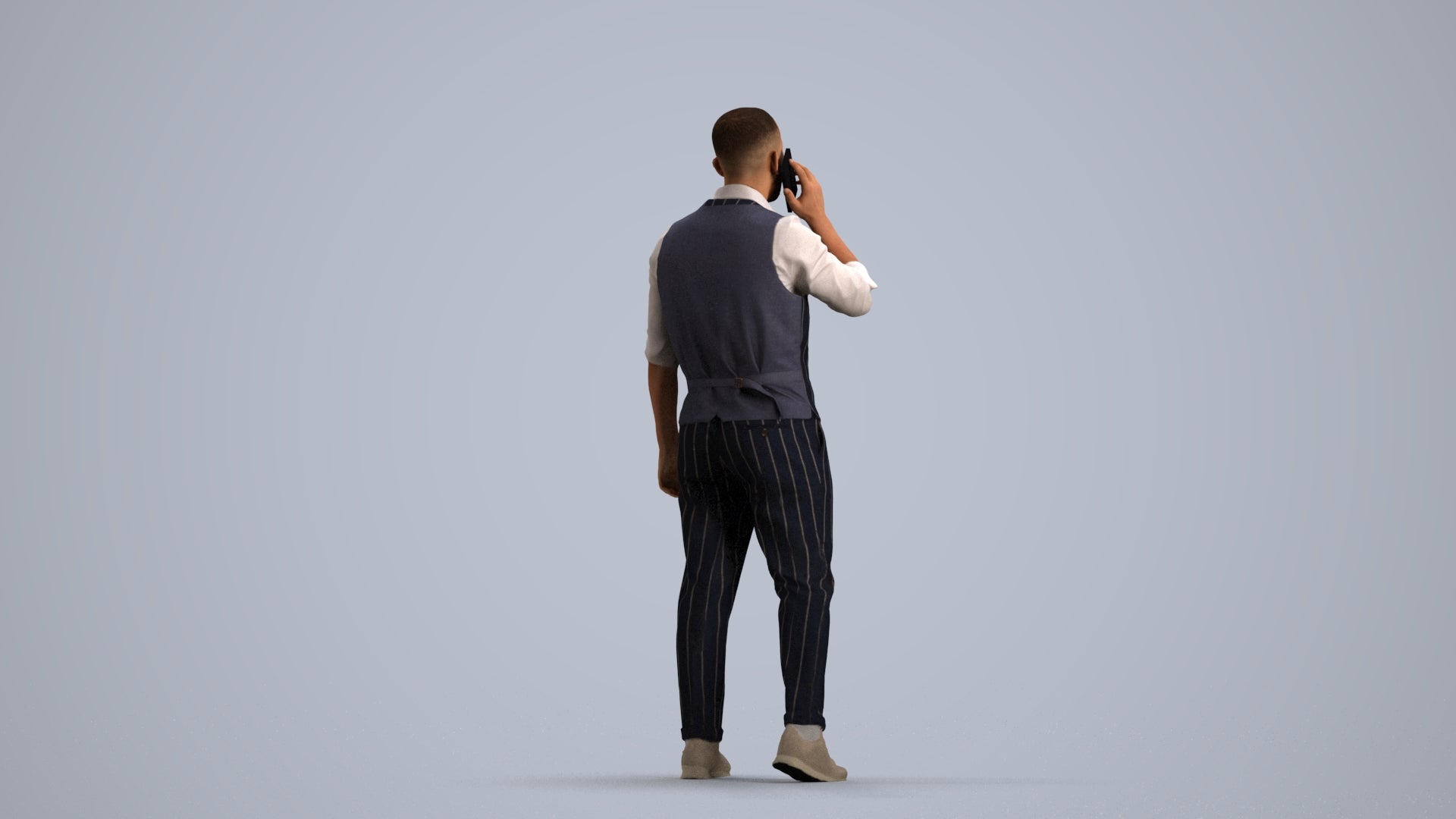 realistic 3D man business, scanned archviz people for Blender and 3ds Max, front view render