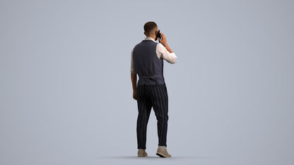 realistic 3D man business, scanned archviz people for Blender and 3ds Max, front view render