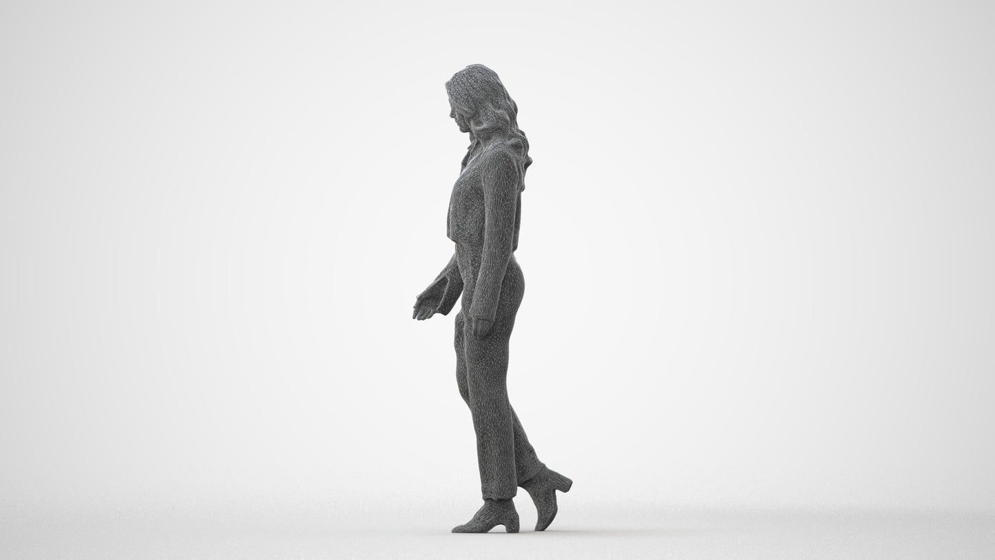 3D scanned woman walking business, photorealistic archviz people for Enscape and SketchUp, square thumbnail