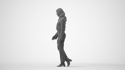 3D scanned woman walking business, photorealistic archviz people for Enscape and SketchUp, square thumbnail