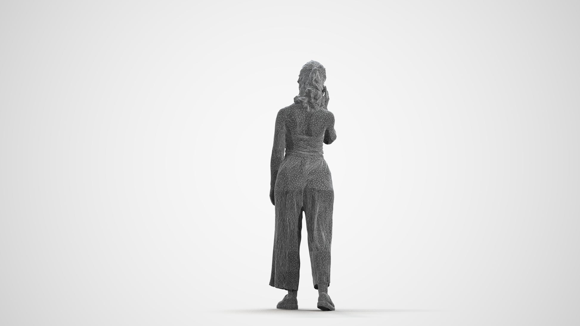 scanned 3D girl casual kids, photogrammetry people for Enscape and V-Ray, wireframe front view