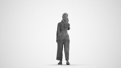 scanned 3D girl casual kids, photogrammetry people for Enscape and V-Ray, wireframe front view