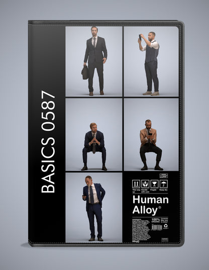 scanned 3D people business collection, 5 photogrammetry models for Enscape and V-Ray