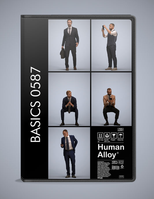 scanned 3D people business collection, 5 photogrammetry models for Enscape and V-Ray