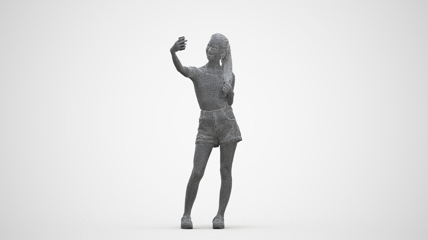 realistic 3D people woman casual standing, render-ready for V-Ray and Corona, FBX OBJ, three-quarter front view render
