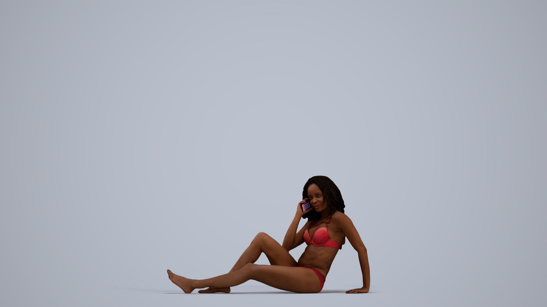realistic 3D woman pool, scanned archviz people for Blender and 3ds Max, standing pose render