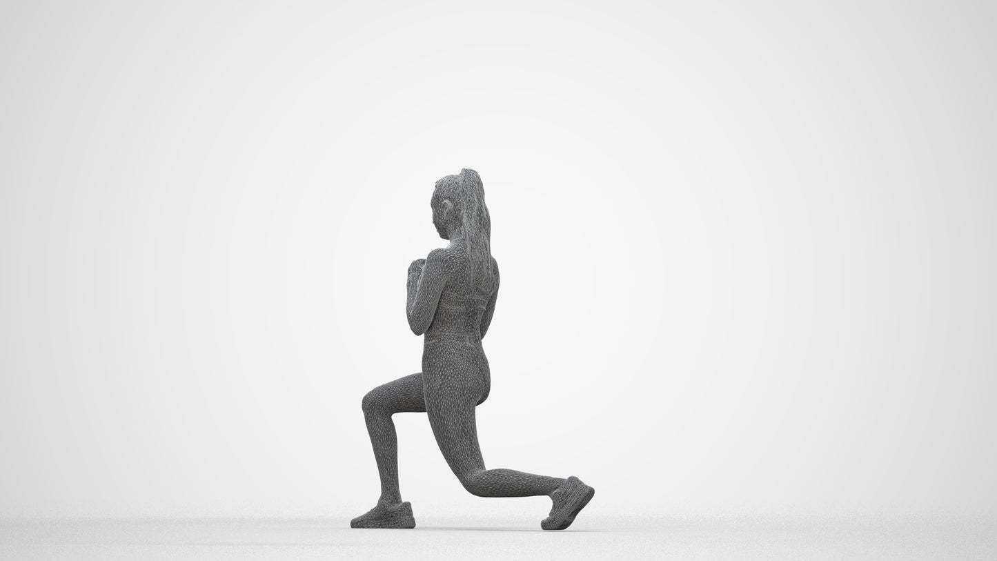 scanned 3D woman sport, photogrammetry people for Enscape and V-Ray, wireframe back view