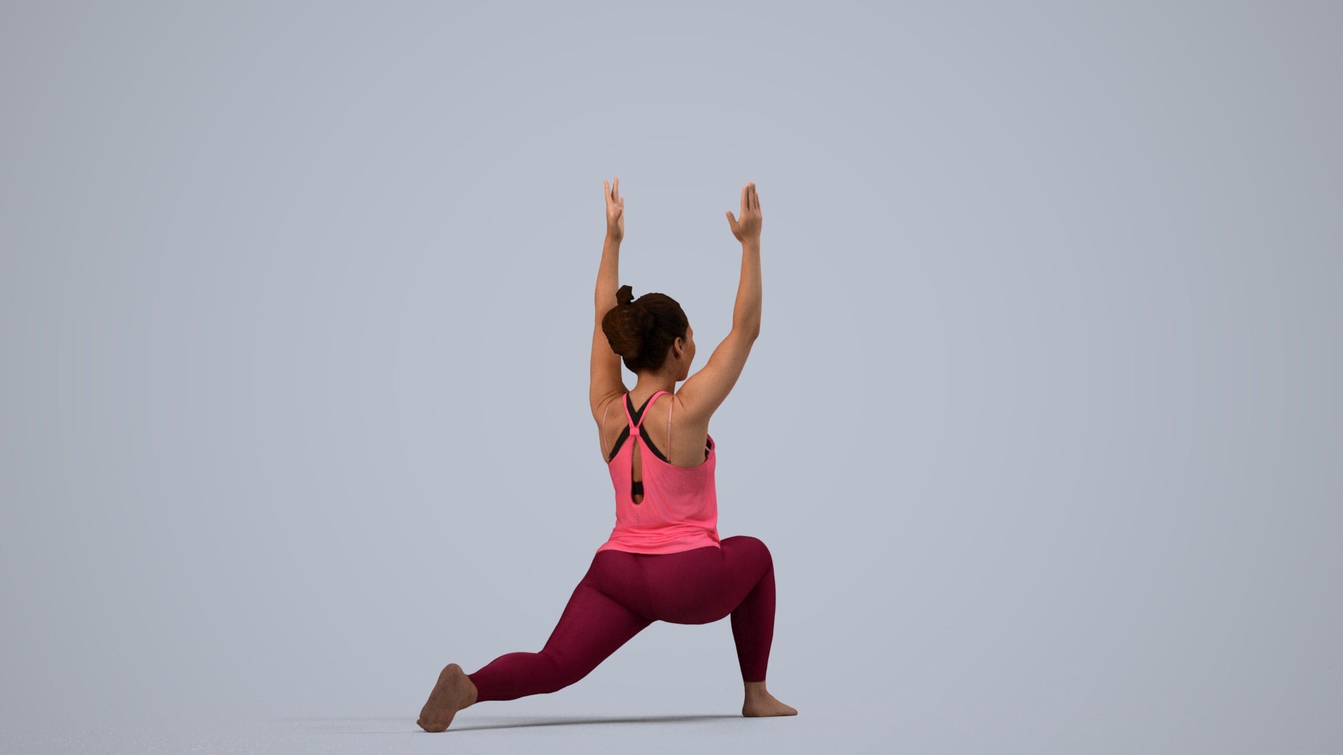 realistic 3D people woman sport, render-ready for V-Ray and Corona, FBX OBJ, side view render