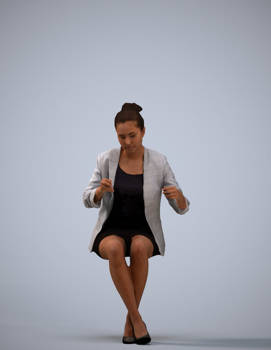 3D scanned woman business, photorealistic archviz people for Enscape and SketchUp