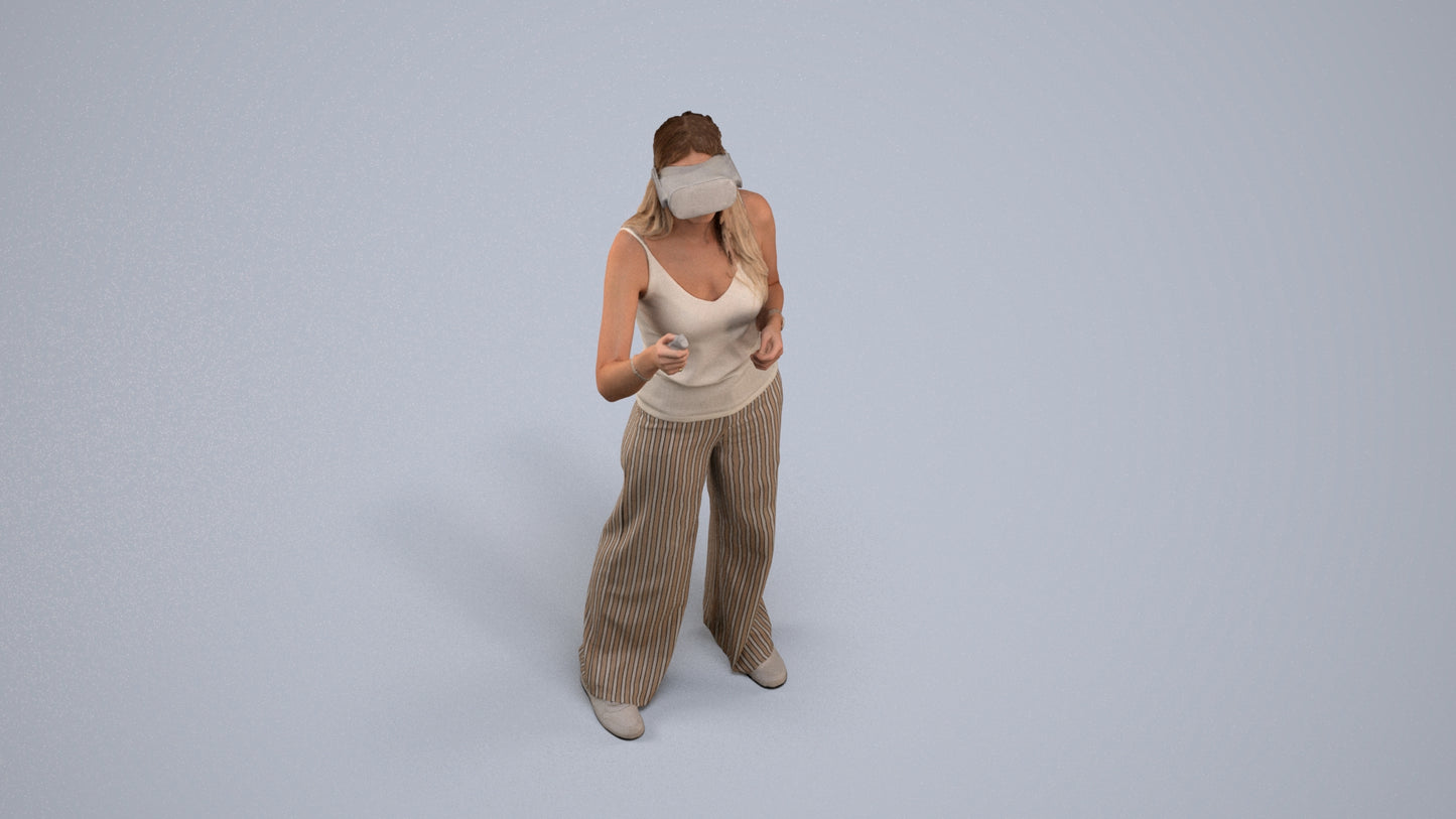 realistic 3D people woman casual standing, render-ready for V-Ray and Corona, FBX OBJ, back view render