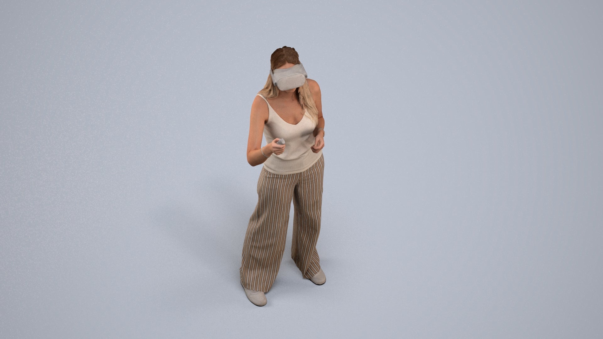 realistic 3D people woman casual standing, render-ready for V-Ray and Corona, FBX OBJ, back view render