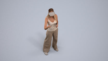 realistic 3D people woman casual standing, render-ready for V-Ray and Corona, FBX OBJ, back view render
