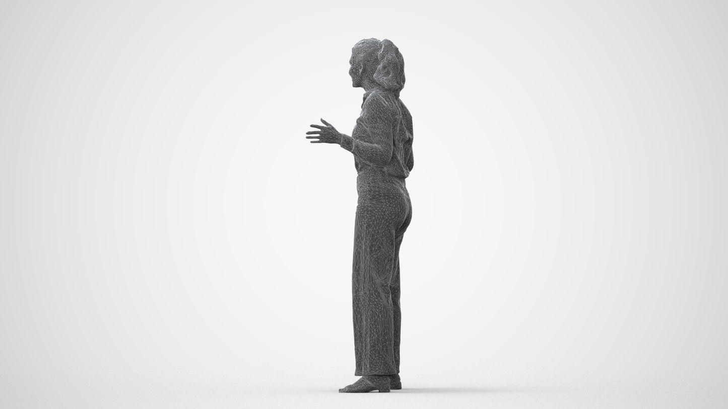 scanned 3D woman casual standing, photogrammetry people for Enscape and V-Ray, square thumbnail
