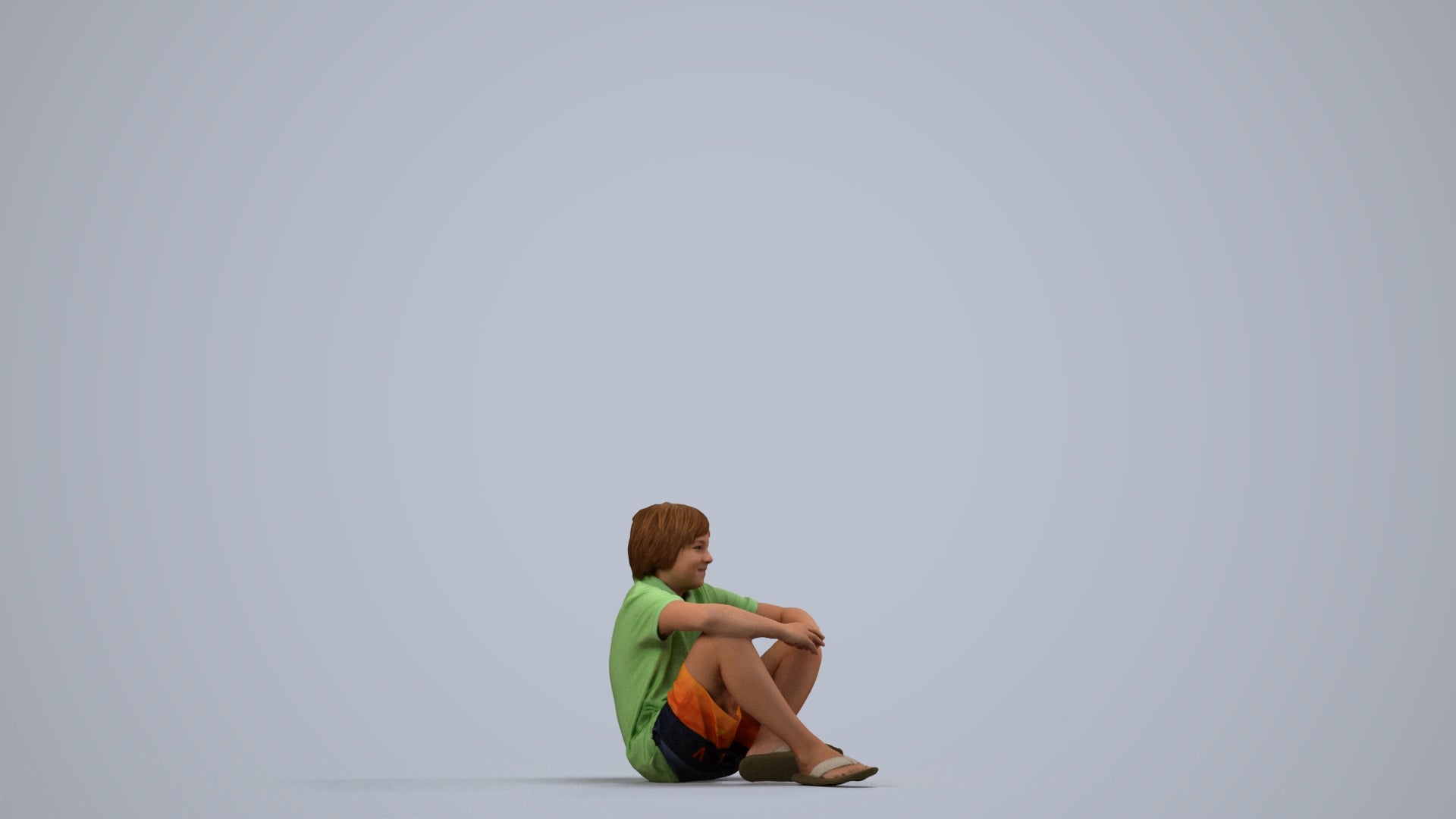 photogrammetry 3D boy kids, realistic human model archviz FBX, side view render