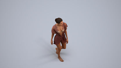 realistic 3D human woman bathroom, archviz people FBX OBJ for Blender, back view render