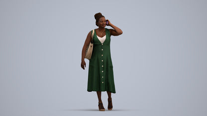 photogrammetry 3D woman casual walking, realistic human model archviz FBX, standing pose render
