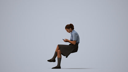 realistic 3D girl mix, scanned archviz people for Blender and 3ds Max, three-quarter view render