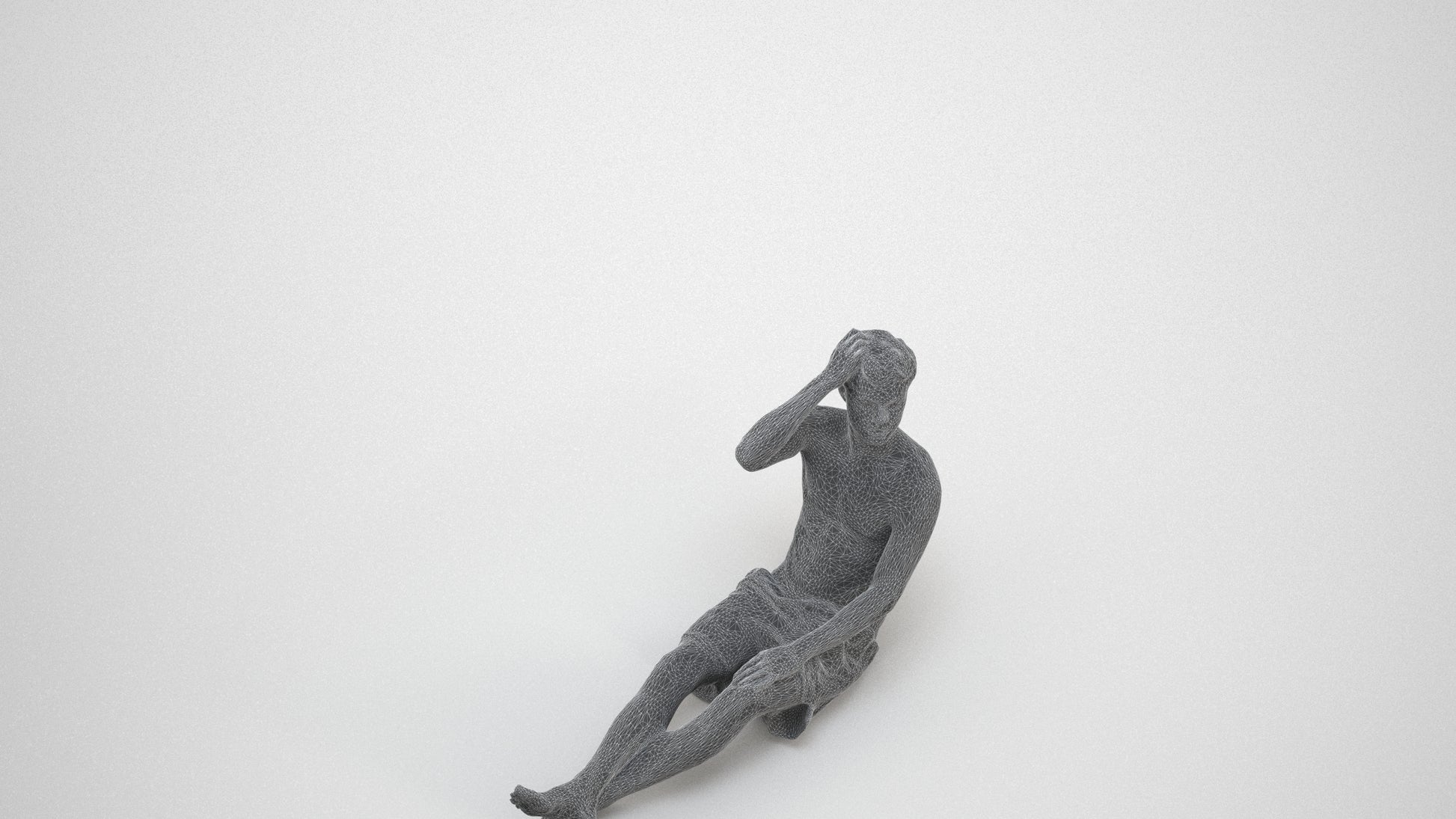 realistic 3D man pool, scanned archviz people for Blender and 3ds Max, wireframe three-quarter view