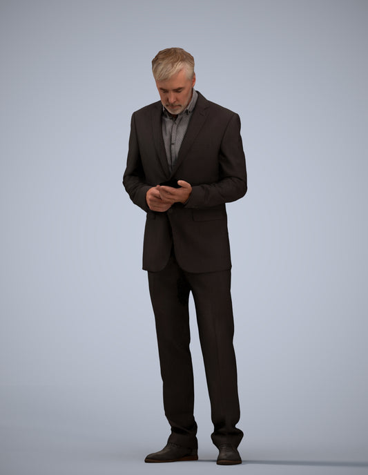 scanned 3D man business, photogrammetry people for Enscape and V-Ray