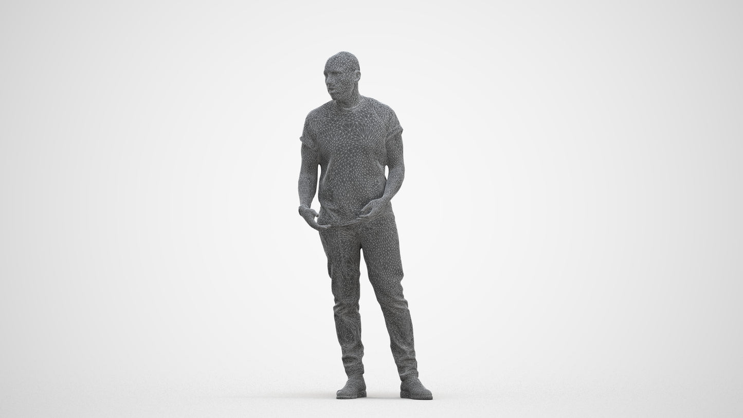 realistic 3D people man casual standing, render-ready for V-Ray and Corona, FBX OBJ, three-quarter front view render