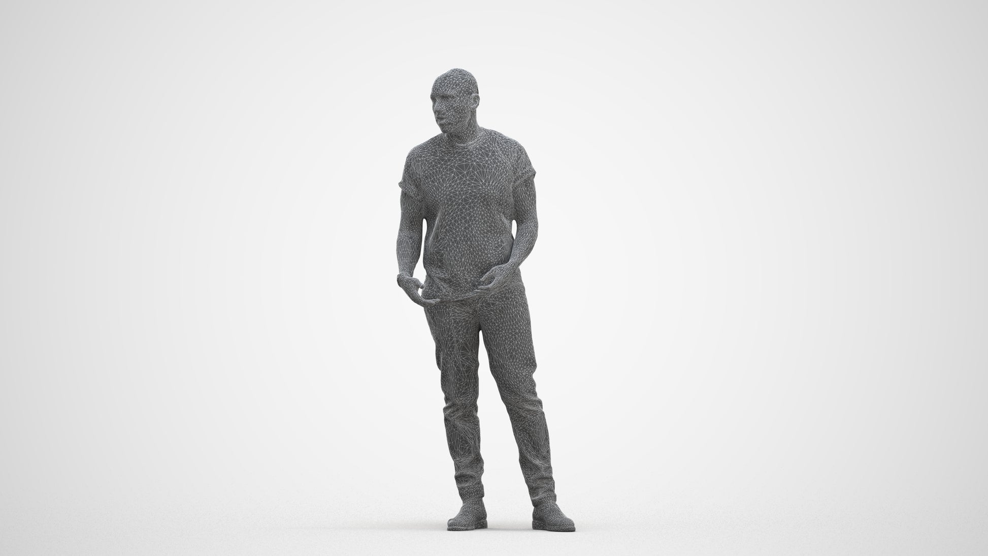 realistic 3D people man casual standing, render-ready for V-Ray and Corona, FBX OBJ, three-quarter front view render