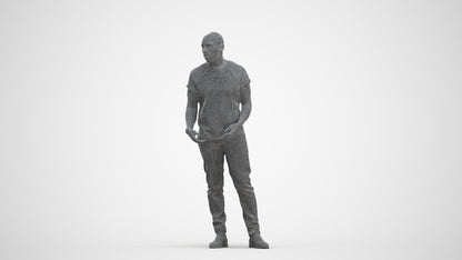 realistic 3D people man casual standing, render-ready for V-Ray and Corona, FBX OBJ, three-quarter front view render