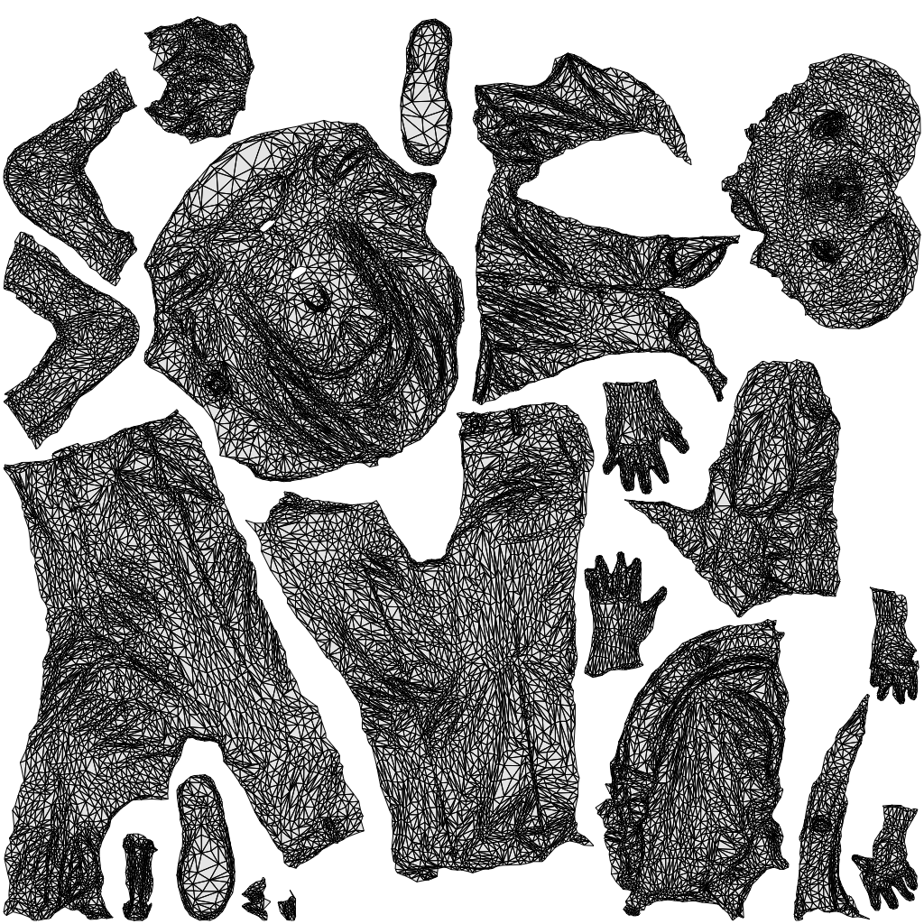 scanned 3D girl kids, photogrammetry people for Enscape and V-Ray, wireframe top-down view