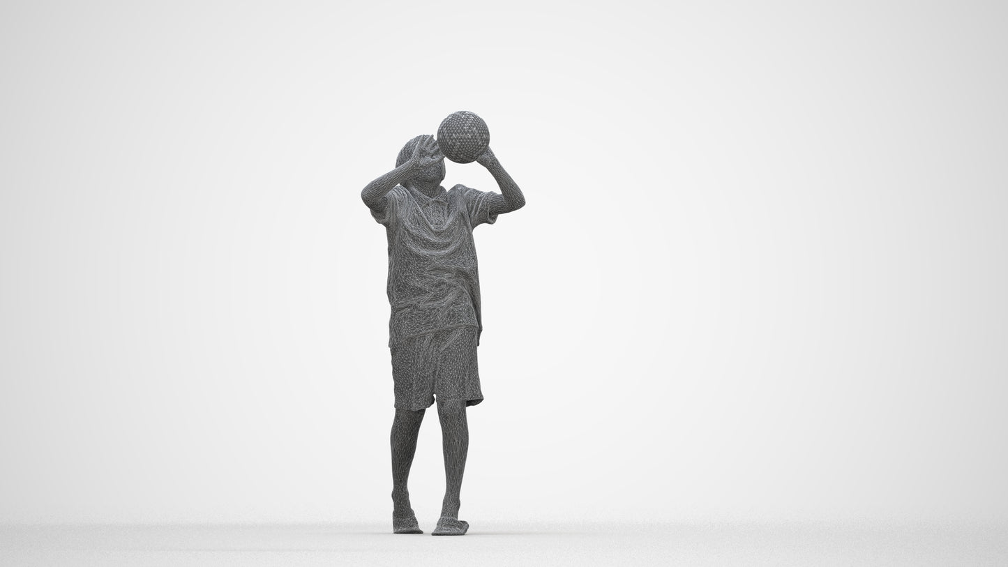 3D human model boy sport kids, photogrammetry scanned person for archviz, wireframe back view