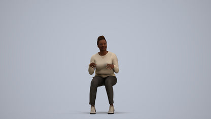 scanned 3D woman casual sitting, photogrammetry people for Enscape and V-Ray, standing pose render