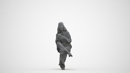 realistic 3D people woman casual sitting, render-ready for V-Ray and Corona, FBX OBJ, three-quarter front view render