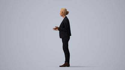 3D scanned woman business, photorealistic archviz people for Enscape and SketchUp, three-quarter view render